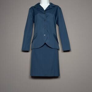 KORET of California Vintage 50s 60s Navy Blue Blazer &  Skirt Matching Set Sz 6